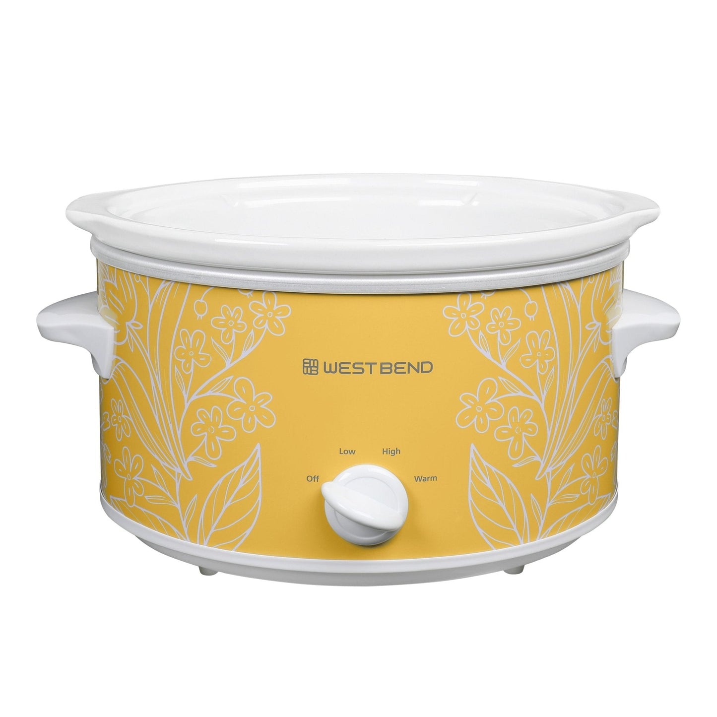 West Bend Pattern Slow Cooker, 4 Qt. Kapazität in Gelb und Weiß
