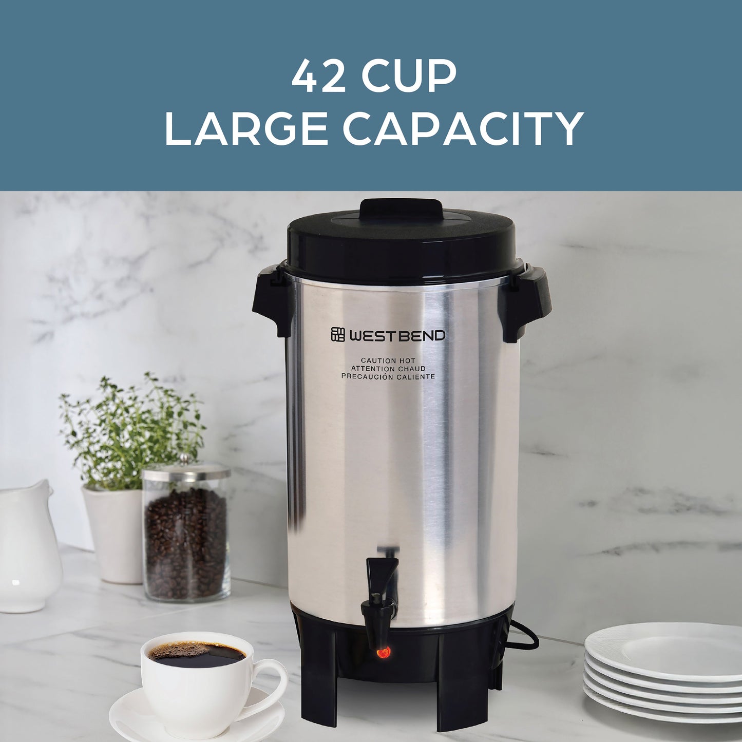 West Bend 42-Cup Polierte Aluminium Kaffee Urne