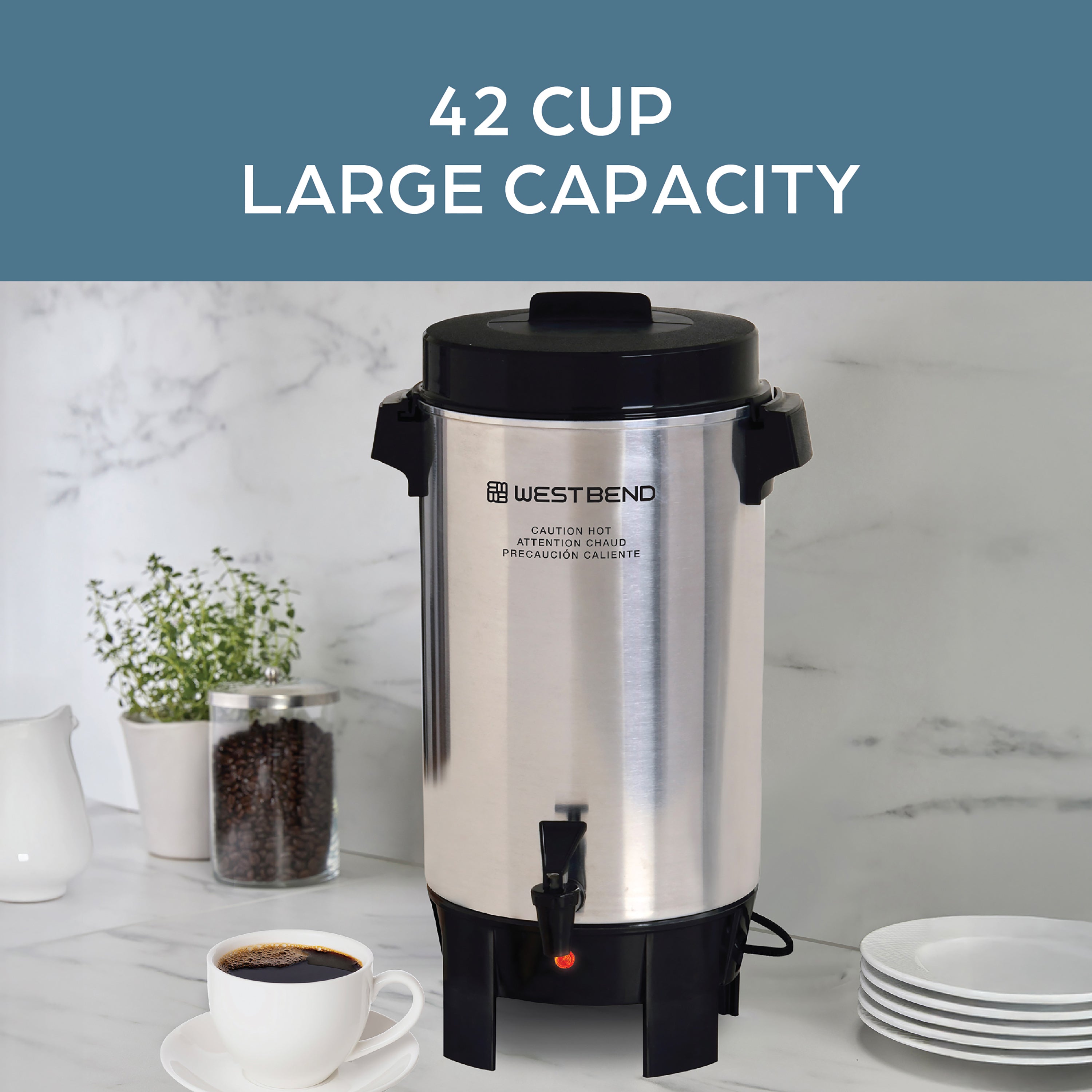West Bend 42-Cup Polierte Aluminium Kaffee Urne