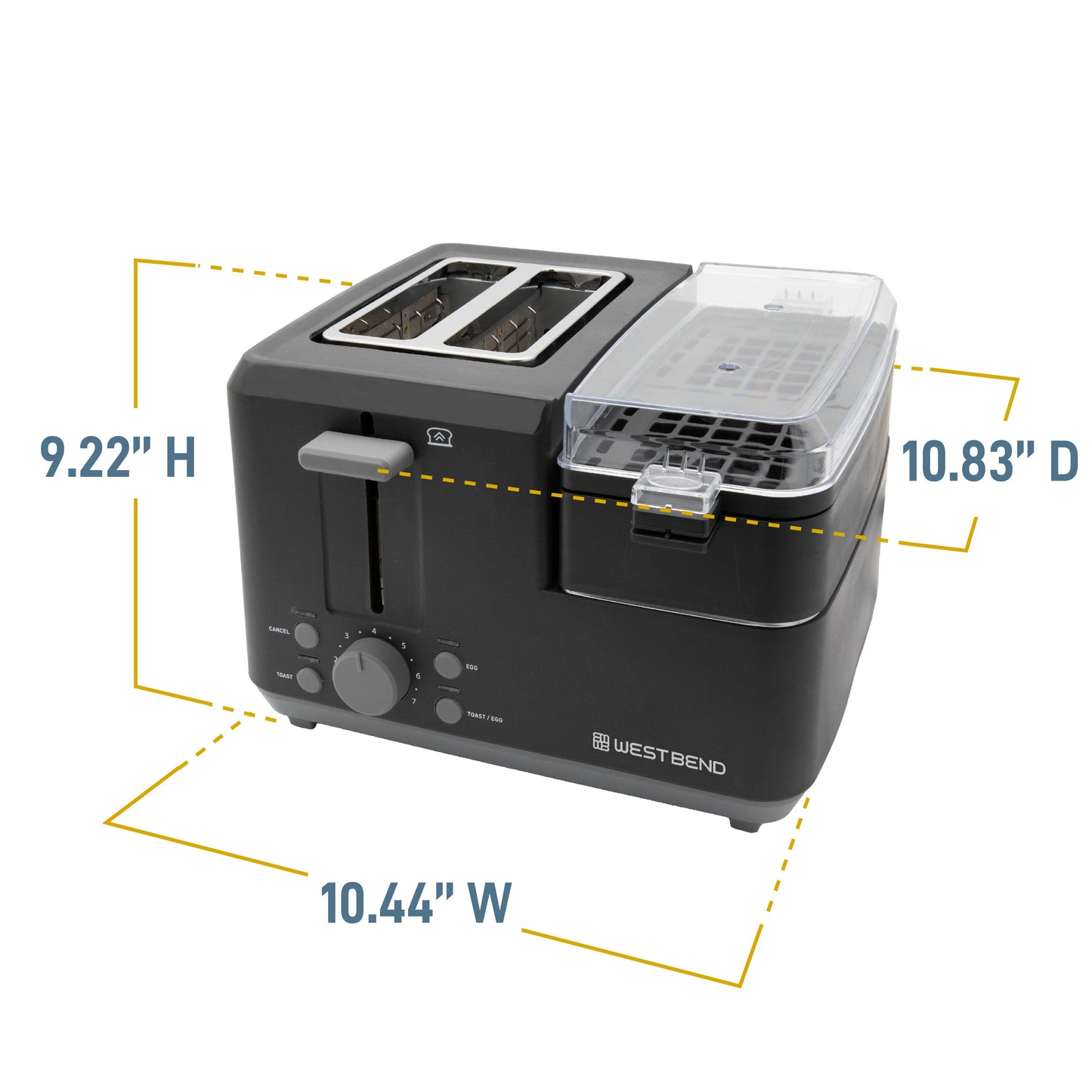 West Bend Multifunktionale Frühstücksstation 2-Scheiben Toaster mit Eierkocher und Fleischwärmer