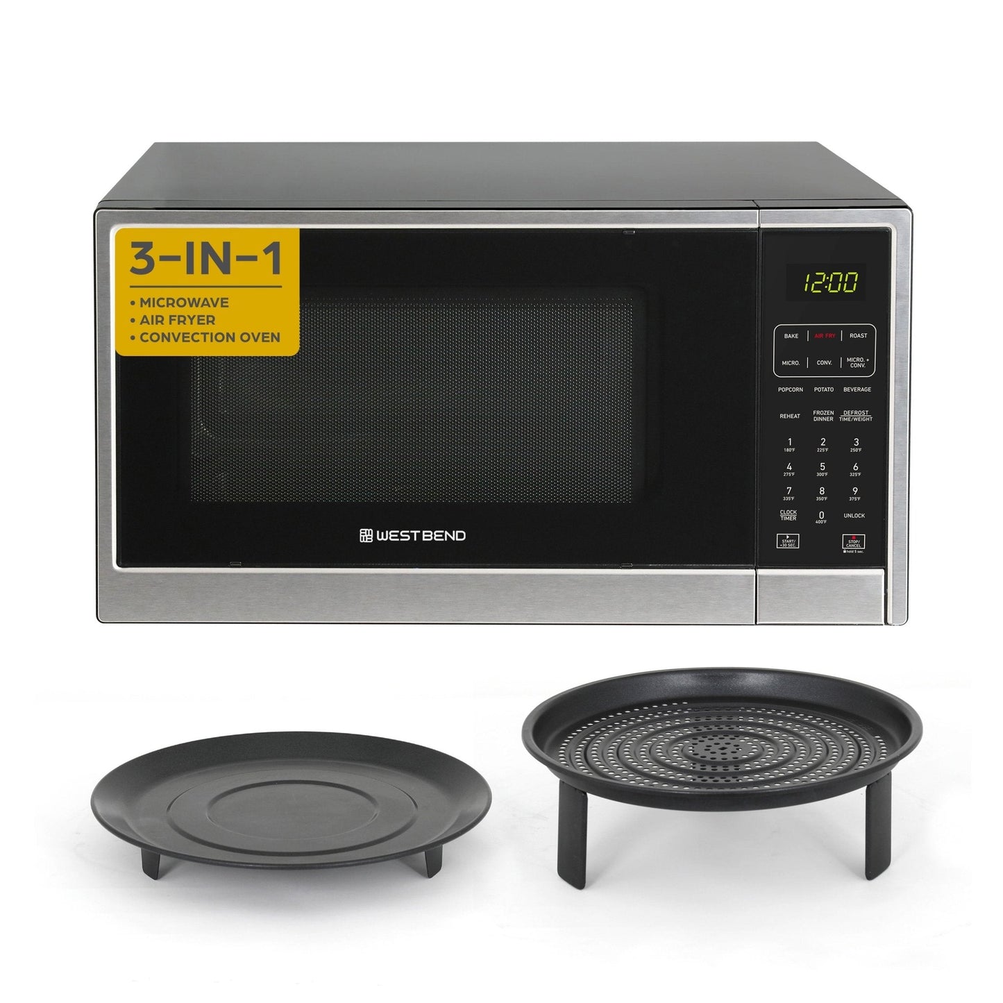 West Bend Microwave Air Fry, Konvektionsofen 3-in-1, 1,3 cu. ft Kapazität