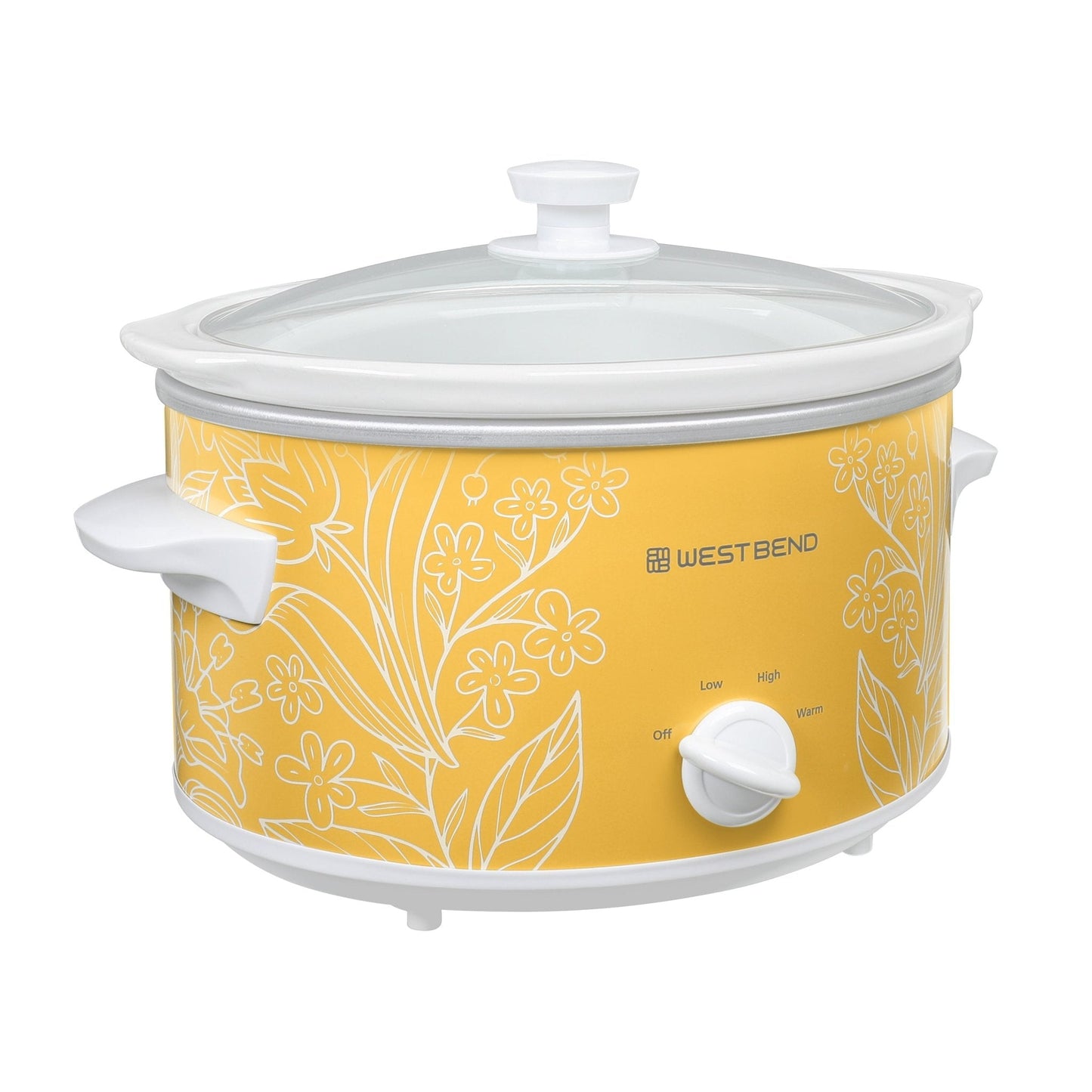 West Bend Pattern Slow Cooker, 4 Qt. Kapazität in Gelb und Weiß