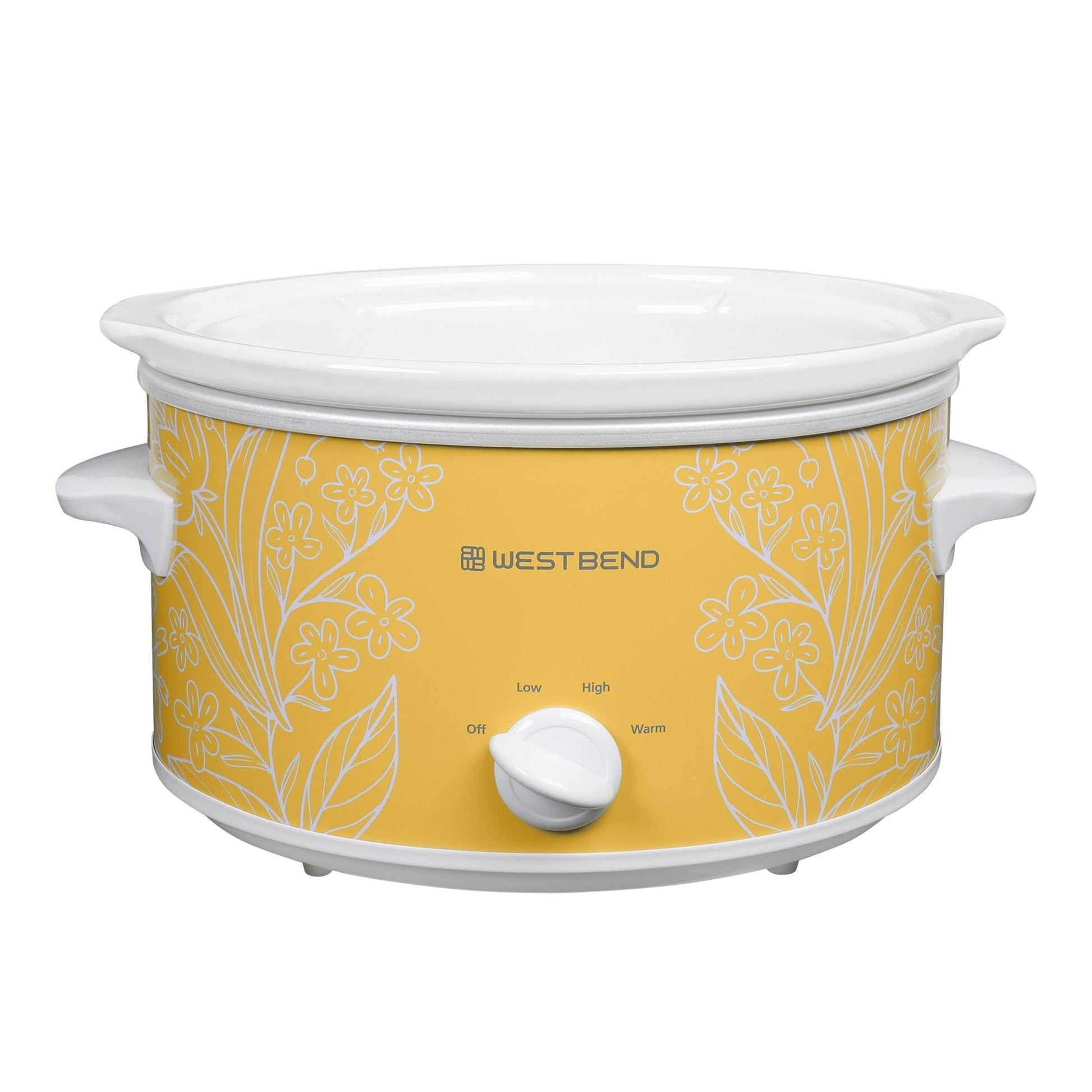 West Bend Pattern Slow Cooker, 4 Qt. Kapazität in Gelb und Weiß