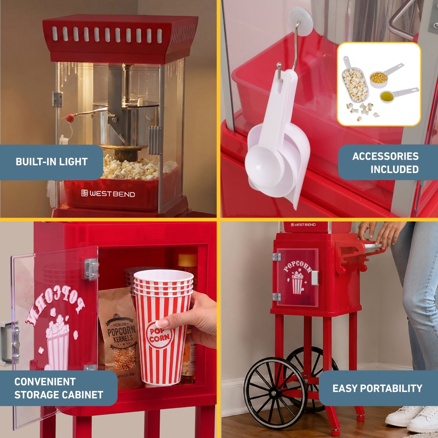 West Bend Popcorn Cart mit 71 g Kettle