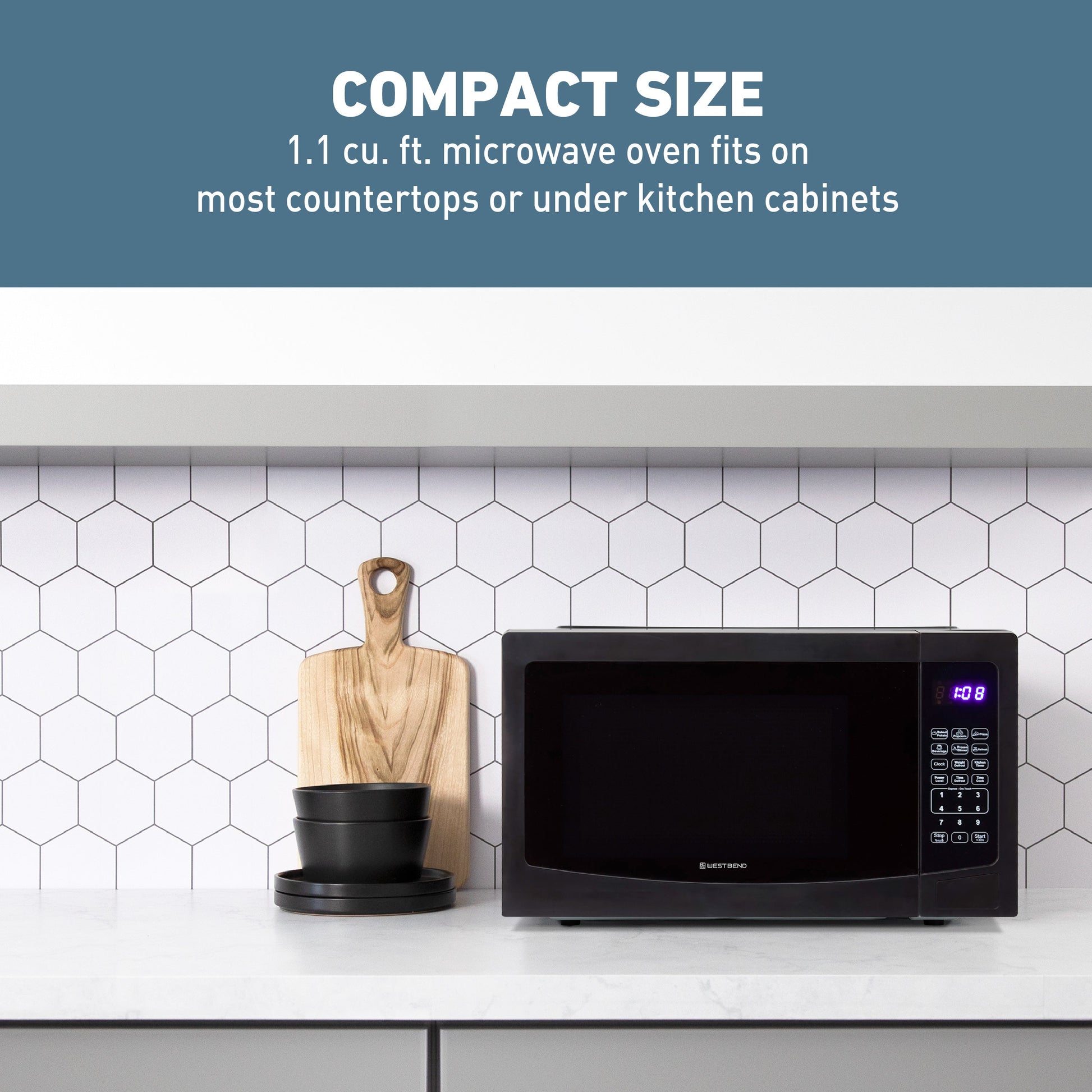 West Bend Microwave Oven, 1,1 cu. ft. Kapazität
