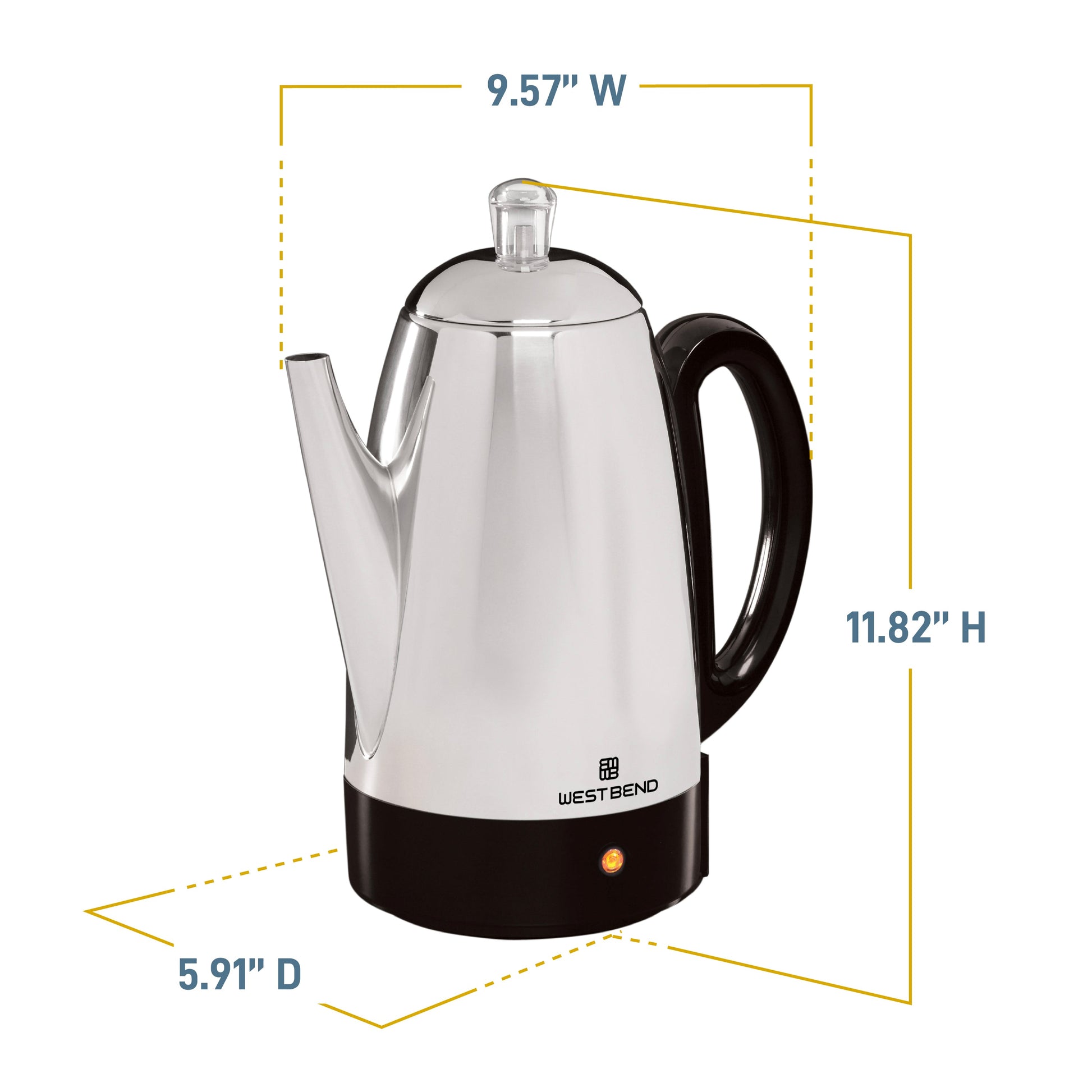 West Bend Classic Coffee Percolator mit schnurloser Servierbereitschaft