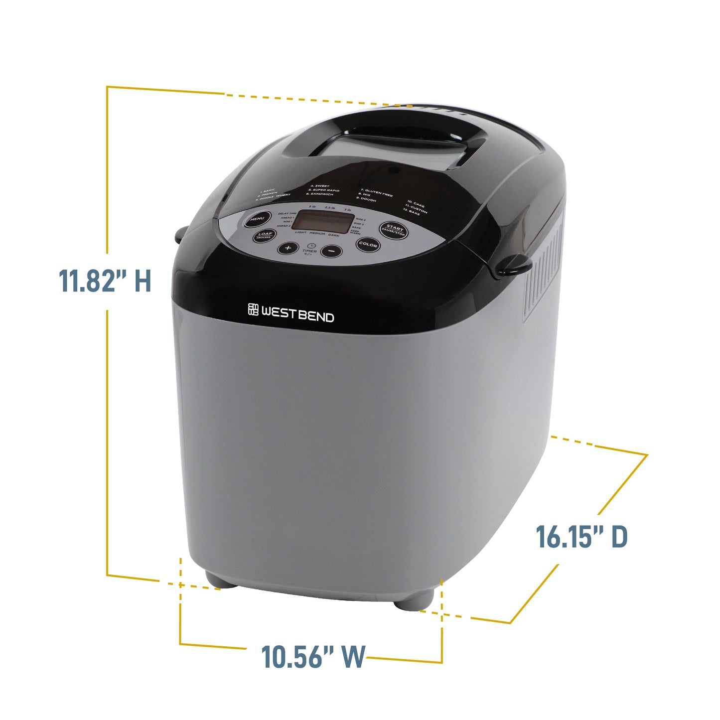 West Bend Hi-Rise Bread Maker mit 12 voreingestellten digitalen Steuerungen