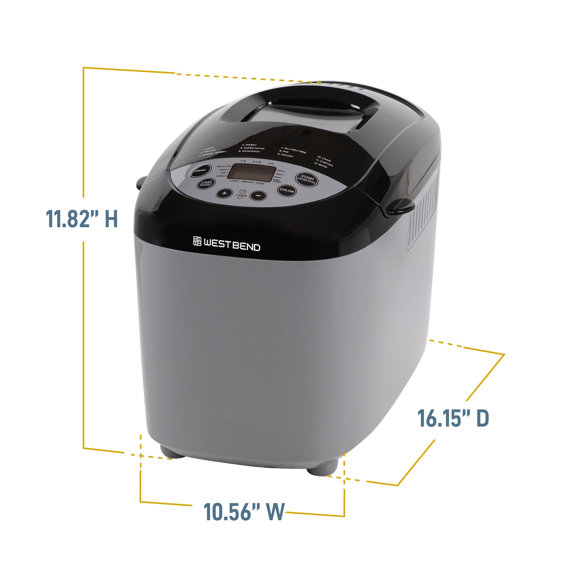 West Bend Hi-Rise Bread Maker mit 12 voreingestellten digitalen Steuerungen